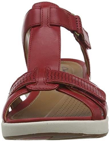 Clarks Un Adorn Vibe, Sandalias de Talón Abierto Mujer, Beige (Red Leather Red Leather), 41 EU