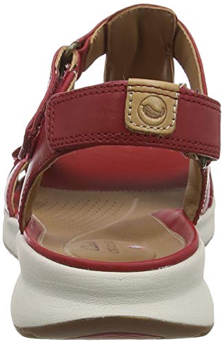 Clarks Un Adorn Vibe, Sandalias de Talón Abierto Mujer, Beige (Red Leather Red Leather), 41 EU