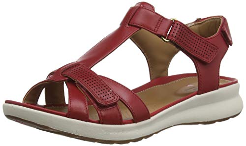 Clarks Un Adorn Vibe, Sandalias de Talón Abierto Mujer, Beige (Red Leather Red Leather), 41 EU