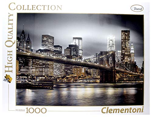 Clementoni- New York Skyline Los Pingüinos De Madagascar Puzzle, 1000 Piezas, Multicolor (8005125393664)