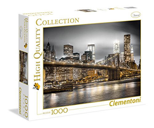 Clementoni- New York Skyline Los Pingüinos De Madagascar Puzzle, 1000 Piezas, Multicolor (8005125393664)
