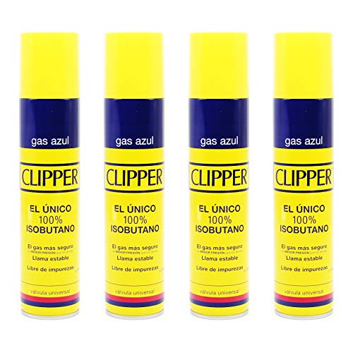 Clipper Gas Azul Isobutano 300 ml x 4 uds