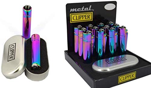 Clipper Rainbow Lighter Metal Flint (Mixed Icy Colours) by SunnyDealsÃ‚® UK by Clipper