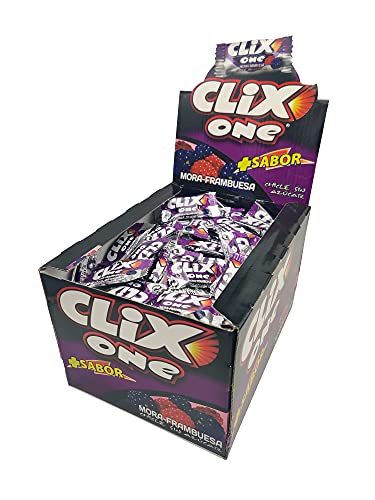 CLIX ONE MORA-FRAMBUESA - CHICLE SIN AZÚCAR - Caja de 200 unidades