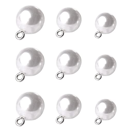 Clyhon 30PCS exquisitos botones de perlas artificiales, botones de perlas cosidos a mano de 8/10/12 mm, utilizados para suéteres, faldas de camisa, cuerdas para el cabello.