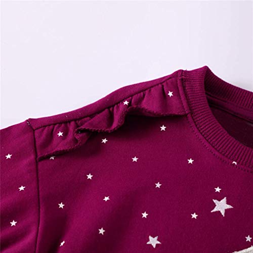 CM-Kid Jersey para niña de algodón, manga larga, cuello redondo, para niños de 1 a 7 años, 92 a 122 Unicornio rojo 5 92 cm
