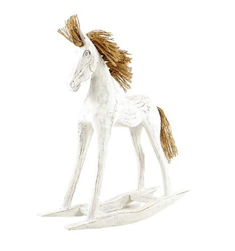 Coco Papaya - Caballo basculante de madera, 40 cm, acabado blanco lacado