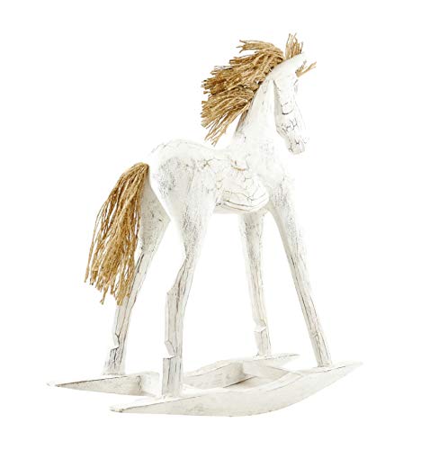 Coco Papaya - Caballo basculante de madera, 65 cm, acabado blanco lacado