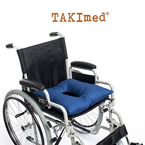 Cojín de fibra hueca siliconada, TAKIMED, cojín antiescaras con orificio central, cojín ortopédico,silla de ruedas.