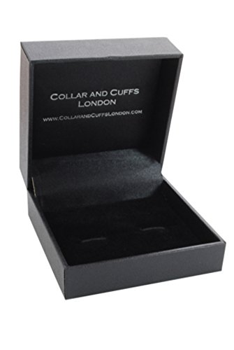 COLLAR AND CUFFS LONDON - Gemelos Caja DE Regalo - Código QR - Latón - Color Plata y Negro - Cuadrada Código de Barras - Escanear Tienda Compras