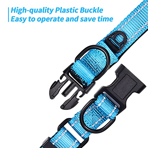 Collar Perro Ajustable,con Correa Perro,Collar Nylon Reflectante,1.5m Correas para Perros, para Caminar Correr Entrenamiento,para Perros Pequeños,Azul,2.5cm De Ancho