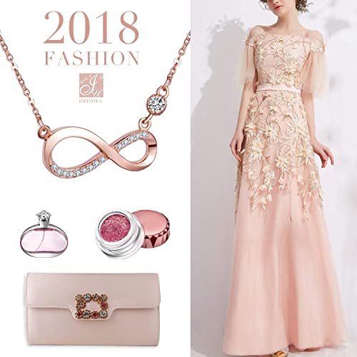 Collares Mujer- Infinite U Plata de Ley 925 Colgante Infinito Diamante,Color de Oro Rosa/Plateado (Oro Rosa)
