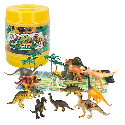 ColorBaby - Bote con dinosaurios Animal World - 17 piezas