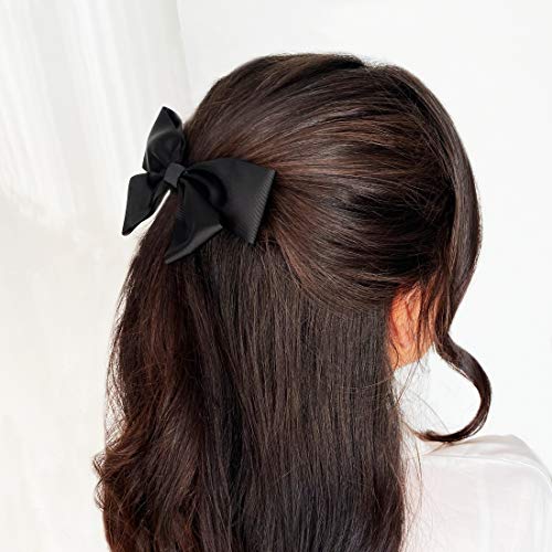 Colours & Beauty Pinzas para el pelo de mujer con lazo de raso Made in Italy Color negro | Horquillas para el pelo de mujer de colores | Lazos para el pelo con cierre de clip | Pinza para el pelo