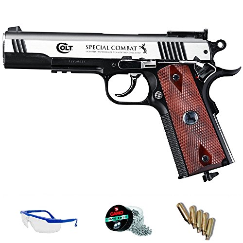 COLT® Pack Pistola de Aire comprimido Umarex Special Combat - Arma de CO2 y balines BBS (perdigones de Acero) Full Metal <3,5J