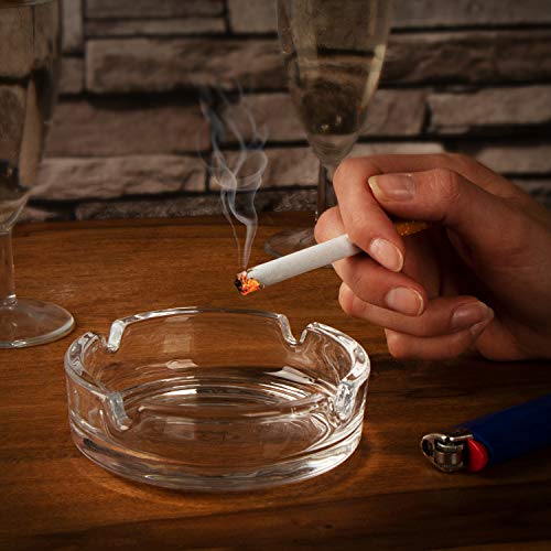 com-four® 4X Cenicero de Vidrio - Cenicero de Cristal Transparente para Cigarrillos - Ceniceros Exterior para Uso Privado y gastronomía (004 Piezas - Ø 11 cm x 3.8 cm)