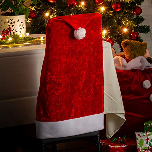 com-four® 4X Fundas Premium para sillas para Navidad - Decoraciones navideñas para sillas - Fundas para sillas con diseño navideño - Fundas para sillas