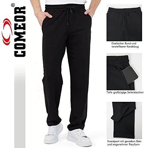 COMEOR Pantalones de chándal de algodón para hombre, pantalones largos de deporte, pantalones de entrenamiento, Negro , XL