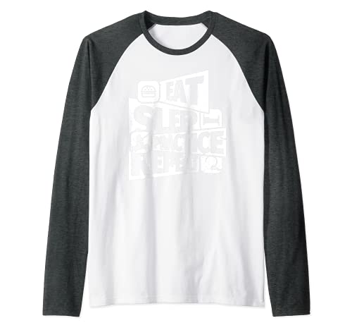 COMER SLEEP Caballo con arzones REPETIR divertido con arcos Camiseta Manga Raglan