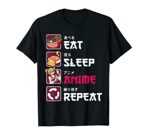 Comer sueño Anime repetir camiseta lindo Manga Japonés Anime fans Camiseta