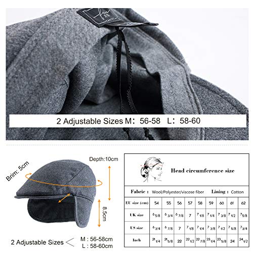 Comhats Gorra de invierno para hombre, con orejeras, 55-60 cm, 91588_light camel, M