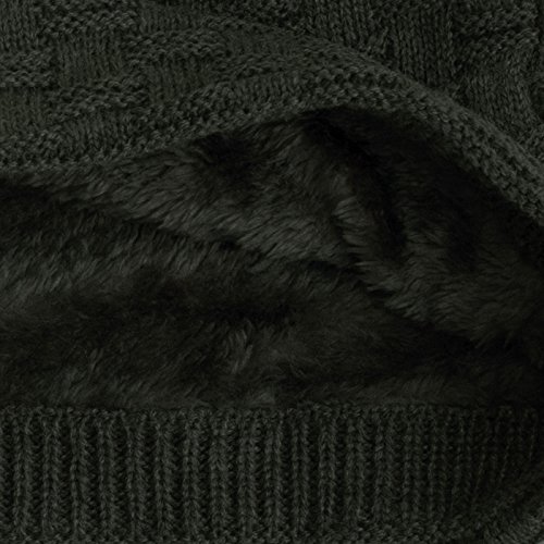Compagno Beanie Gorro de invierno de punto cesta con suave interior de forro polar, Color:Verde oliva