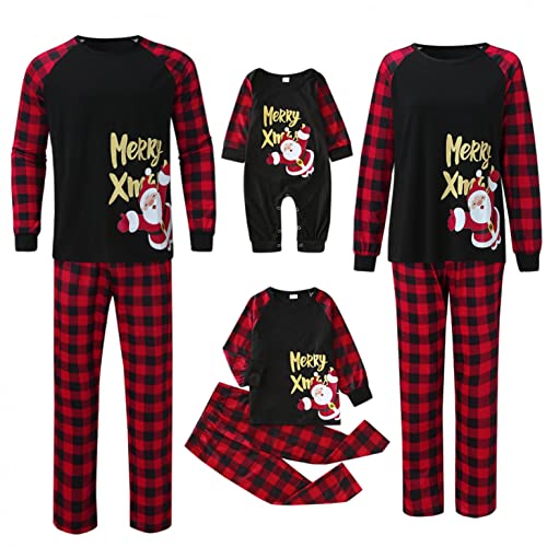 Conjunto de pijama de invierno para familias de Navidad, bonito conjunto de pijama con camiseta y pantalón de Papá Noel, a cuadros, para padres y niños