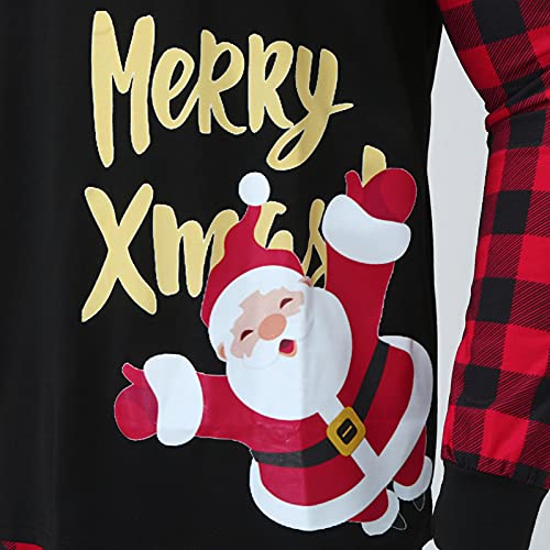 Conjunto de pijama de invierno para familias de Navidad, bonito conjunto de pijama con camiseta y pantalón de Papá Noel, a cuadros, para padres y niños