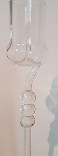 Copa de vinagre, vino de Jerez de cristal claro, copa de sherry vinagre de vidrio transparente, con un mango largo decorativa con tres bolas , soplado a boca altura aprox. 33 cm, disenado y fabricado por Oberstdorfer Glashütte