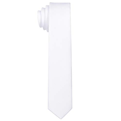 Corbata estrecha 5 cm de color blanco - hecho a mano
