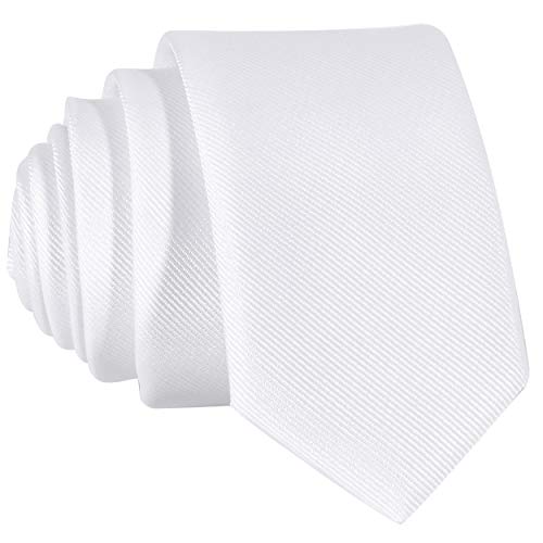 Corbata estrecha 5 cm de color blanco - hecho a mano