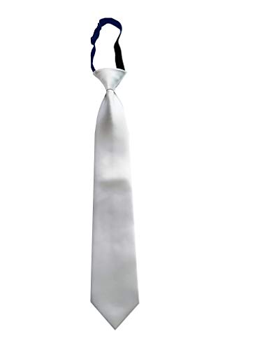 Corbatas con nudo hecho - Corbata blanca - Corbata con goma - Corbata 100% microfibra - Corbatas blancas - Talla 51 * 7,5