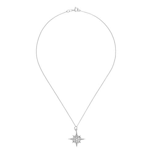 Córdoba Jewels | Gargantilla en Plata de Ley 925 con zirconitas con diseño Estrella Polar Zirconium Silver