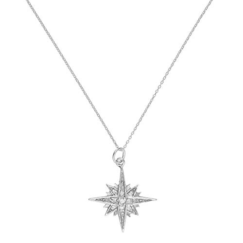 Córdoba Jewels | Gargantilla en Plata de Ley 925 con zirconitas con diseño Estrella Polar Zirconium Silver