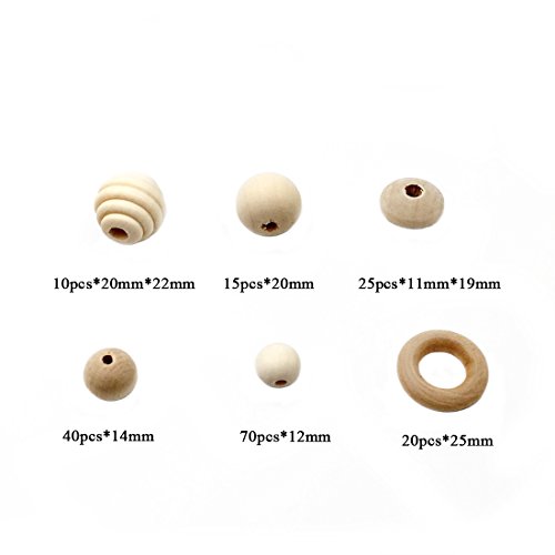 Coskiss Combinación de bricolaje joyería de enfermería del paquete de los granos redondos naturales ganchillo Blending bolas de madera geométricos de madera anillo de la libertad creativa (S501+S502)
