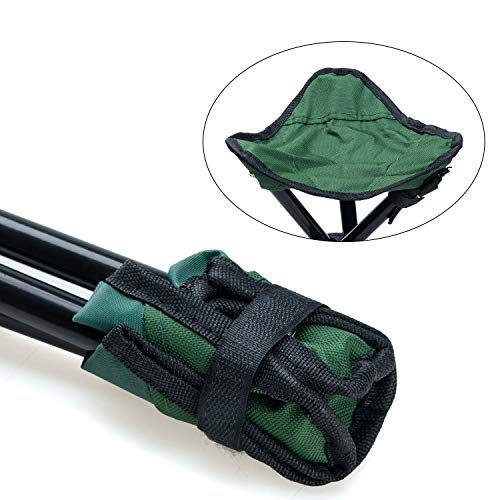 COVVY Taburete de trípode portátil plegable de lona de 3 patas para senderismo, camping, pesca, picnic, playa, barbacoa, viajes, asiento de jardín (verde)