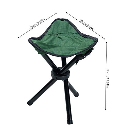 COVVY Taburete de trípode portátil plegable de lona de 3 patas para senderismo, camping, pesca, picnic, playa, barbacoa, viajes, asiento de jardín (verde)