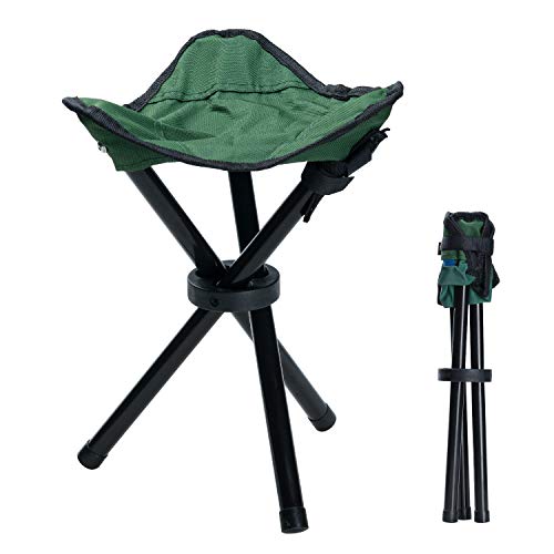 COVVY Taburete de trípode portátil plegable de lona de 3 patas para senderismo, camping, pesca, picnic, playa, barbacoa, viajes, asiento de jardín (verde)