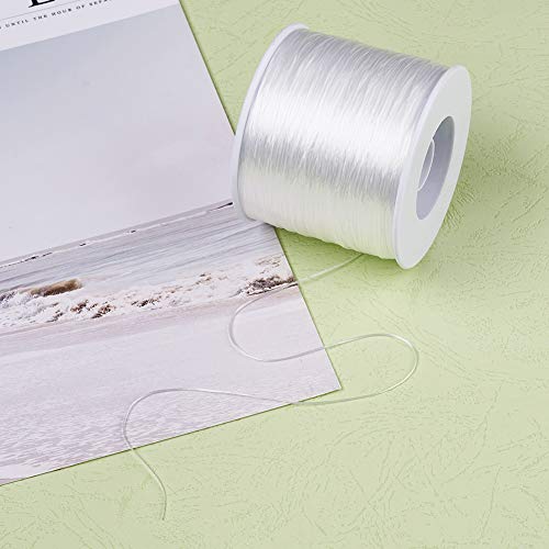 Craftdady 500 metros de hilo elástico para abalorios de 0,3 mm de fibra elástica de alta elasticidad, cuerda blanca con carrete para hacer joyas