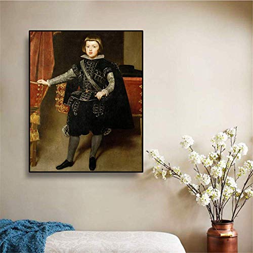 Crazystore Arte de la Pared de la Lona 60x80cm sin Marco Cassisy 《Retrato del Infante Baltasar Carlos》 Diego Velázquez Cuadro Decoración de la Pared Decoración Moderna del hogar