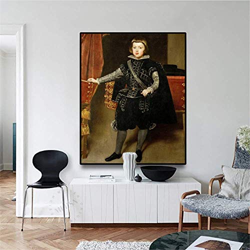 Crazystore Arte de la Pared de la Lona 60x80cm sin Marco Cassisy 《Retrato del Infante Baltasar Carlos》 Diego Velázquez Cuadro Decoración de la Pared Decoración Moderna del hogar