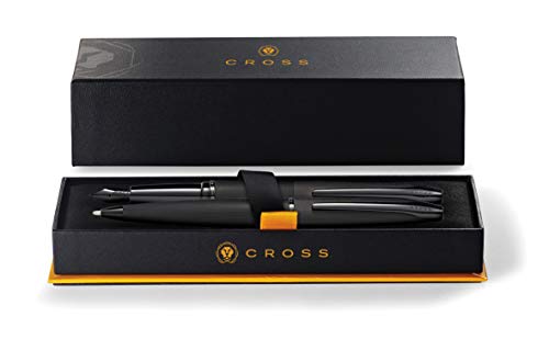 Cross ATX - Juego de pluma y bolígrafo (en caja de regalo), color negro cepillado