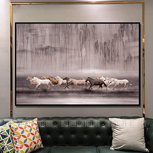 Cuadro Decoracion Lienzo Carteles e impresiones de pintura al óleo de animales abstractos lienzo artístico de pared cuadros de caballos corriendo Pianting para decoración de sala de estar sin marco