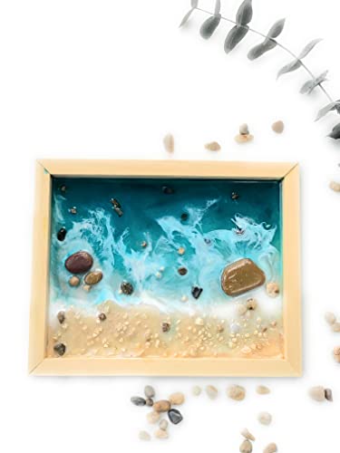 Cuadro en 3D mar y playa, pintura océano, Pintura realista, Pintura con arena y resina, Marina