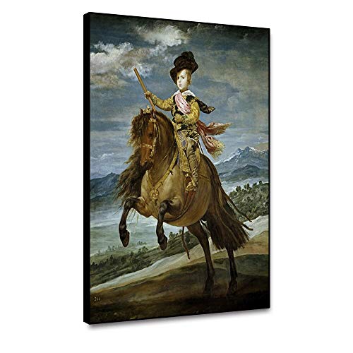 Cuadro en Lienzo Impresión Tejido no Tejido  -Prince Baltasar Carlos a Caballo -Diego Velazquez 64X80Cm Sin Marco, Replica Lienzo Arte Impresión en Lienzo Pintura de Pared