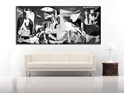 Cuadro Lienzo el Guernica de Picasso - 100x45 cm - Lienzo de Tela Bastidor de Madera de 3 cm de Grosor - Fabricado en España - Impresión en Alta resolución y Calidad (100, 45)