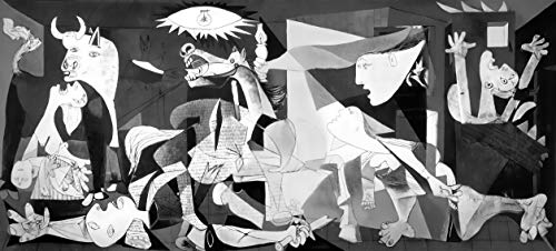 Cuadro Lienzo el Guernica de Picasso - 80x36 cm - Lienzo de Tela Bastidor de Madera de 3 cm de Grosor - Fabricado en España - Impresión en Alta resolución y Calidad (80, 36)