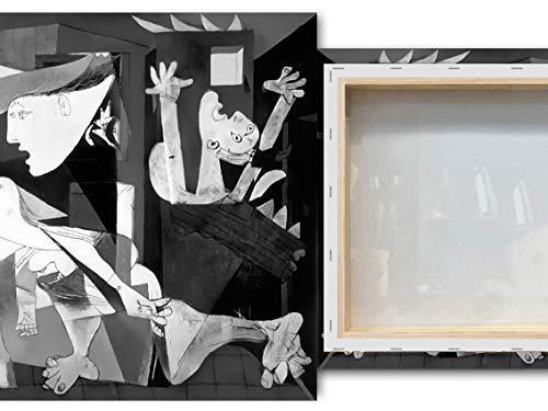 Cuadro Lienzo el Guernica de Picasso - Lienzo de Tela Bastidor de Madera de 3 cm de Grosor - Fabricado en España - Impresión en Alta resolución y Calidad - 80x180