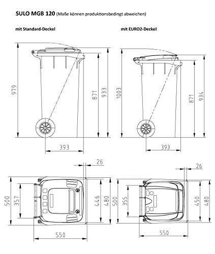 Cubo de basura 2 ruedas, contenedor a basura SULO 120 L, verde (22069)