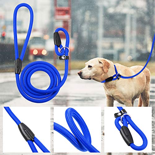Cuerda de Correa Ajustable de Nylon de Plomo de Perro Correa de Entrenamiento de Mascotas Cuerda de Collar de antideslizantepara Caminar Entrenamiento Mascotas 1,5 m (Azul)